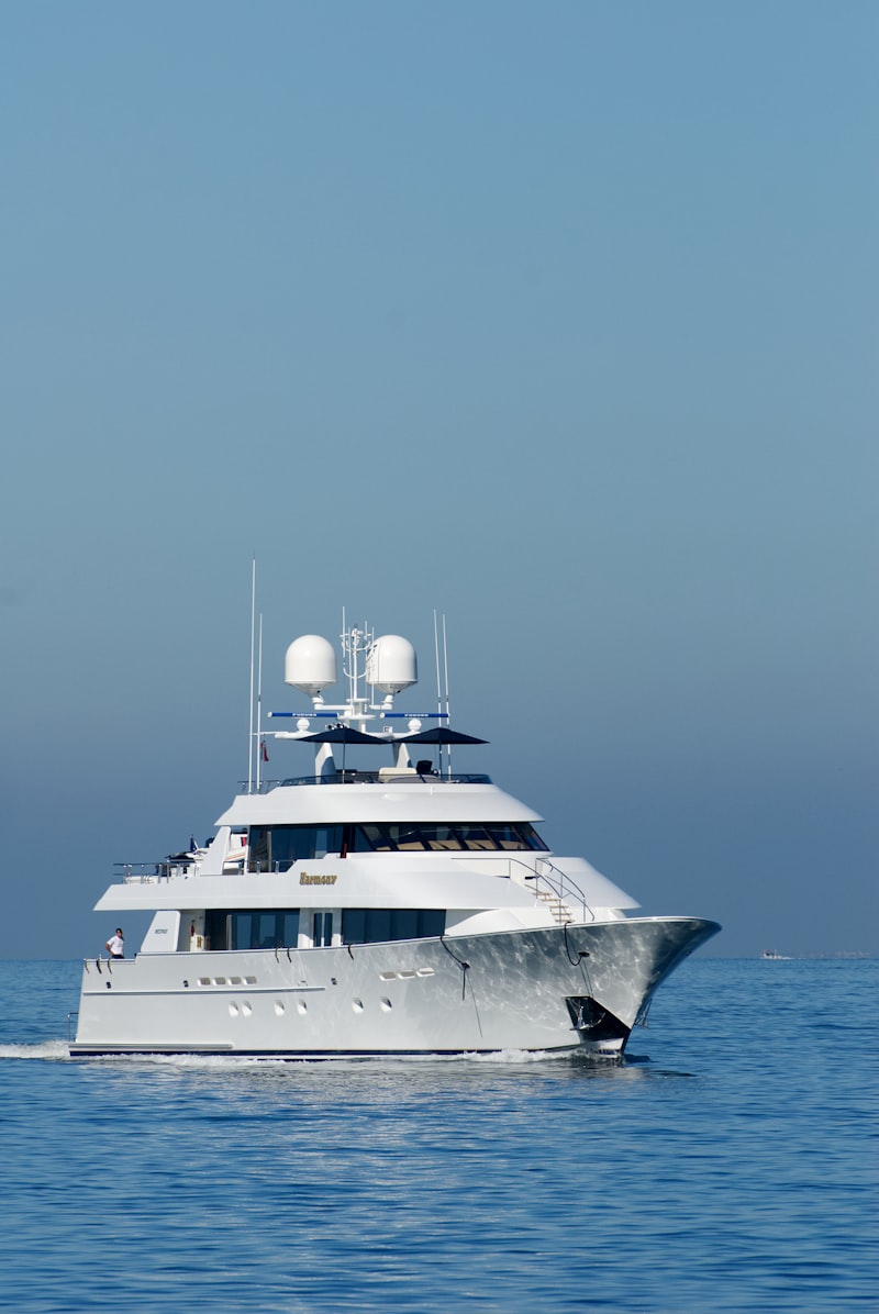 A large white boat in the middle of the ocean
